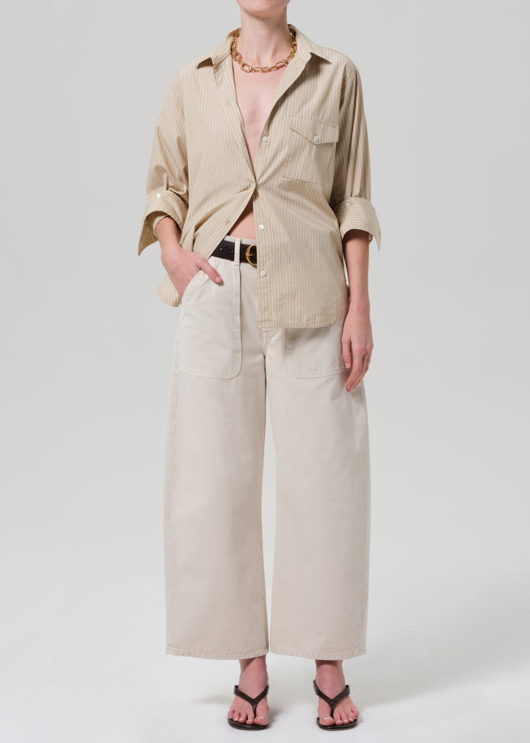 Ayla Cargo Crop in Pale Stone
