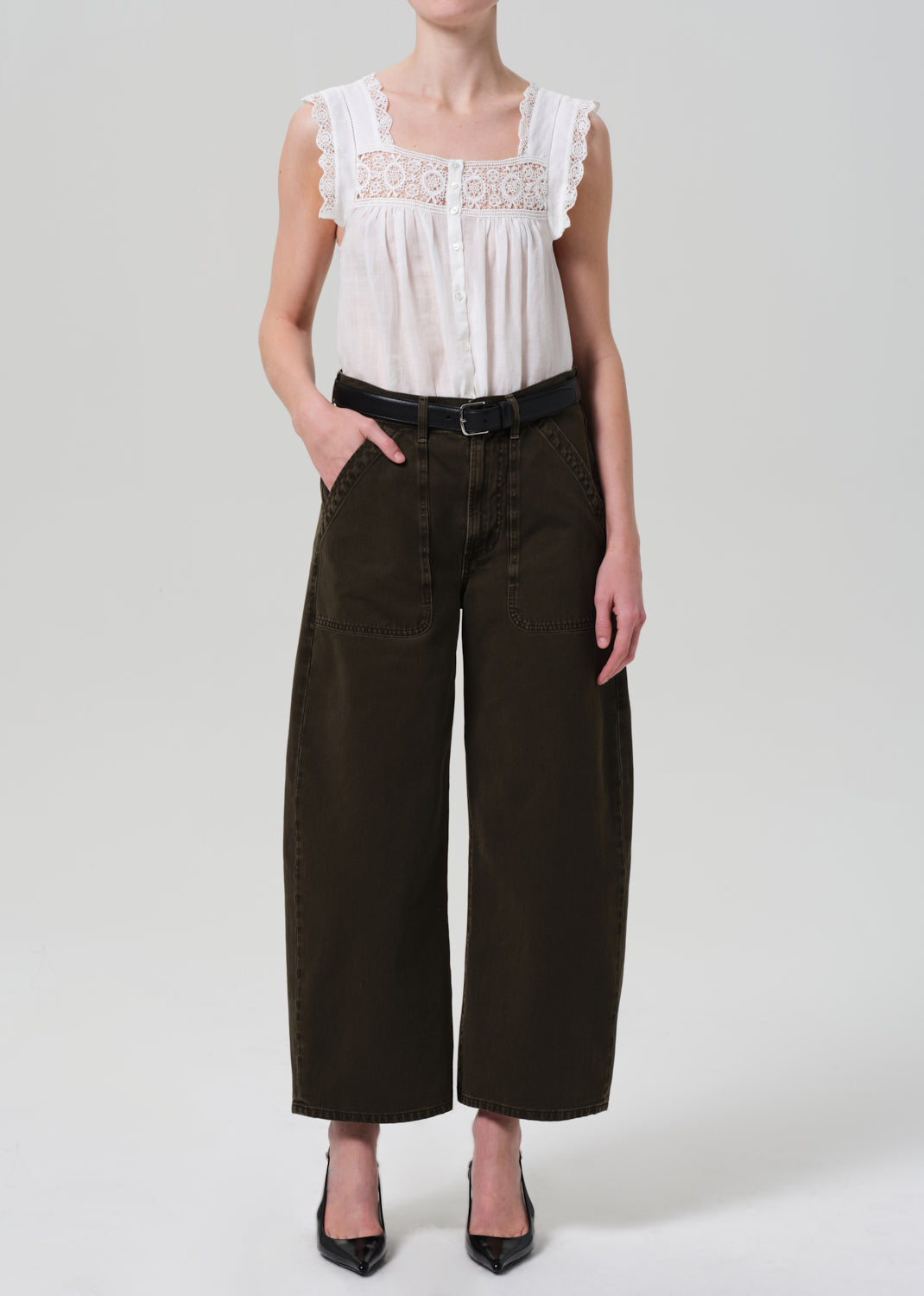 Ayla Cargo Crop in Dark Olive