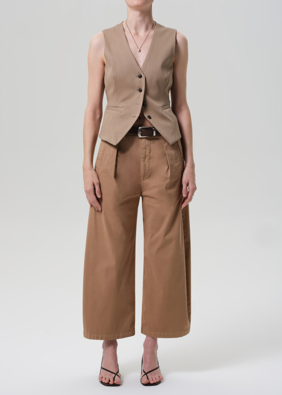 Cara Cropped Pleated Trouser in Nano