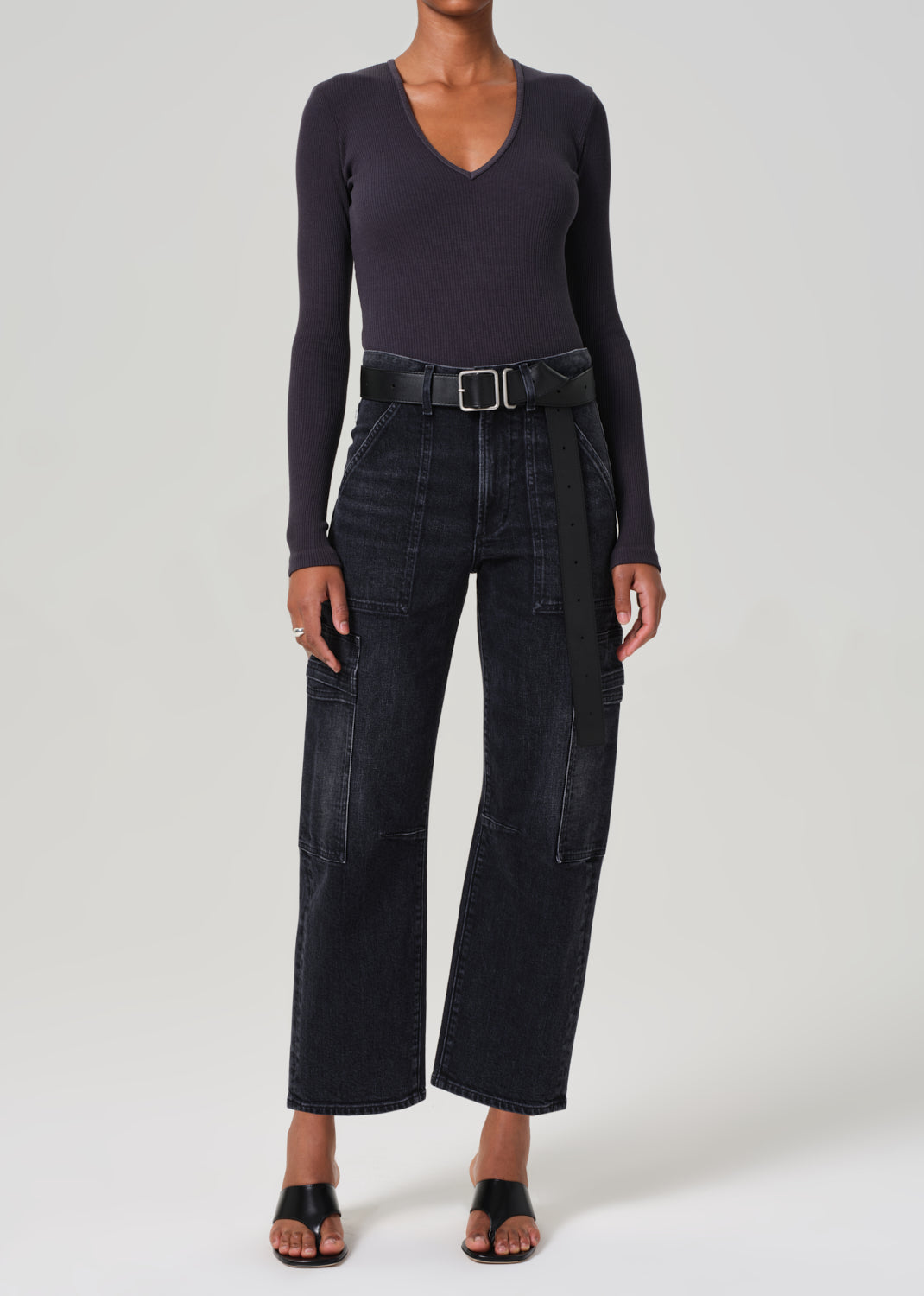 Marcelle Low Slung Easy Denim Cargo in Trinity