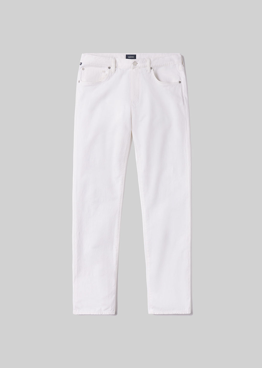 Gage Slim Straight Stretch Linen in White