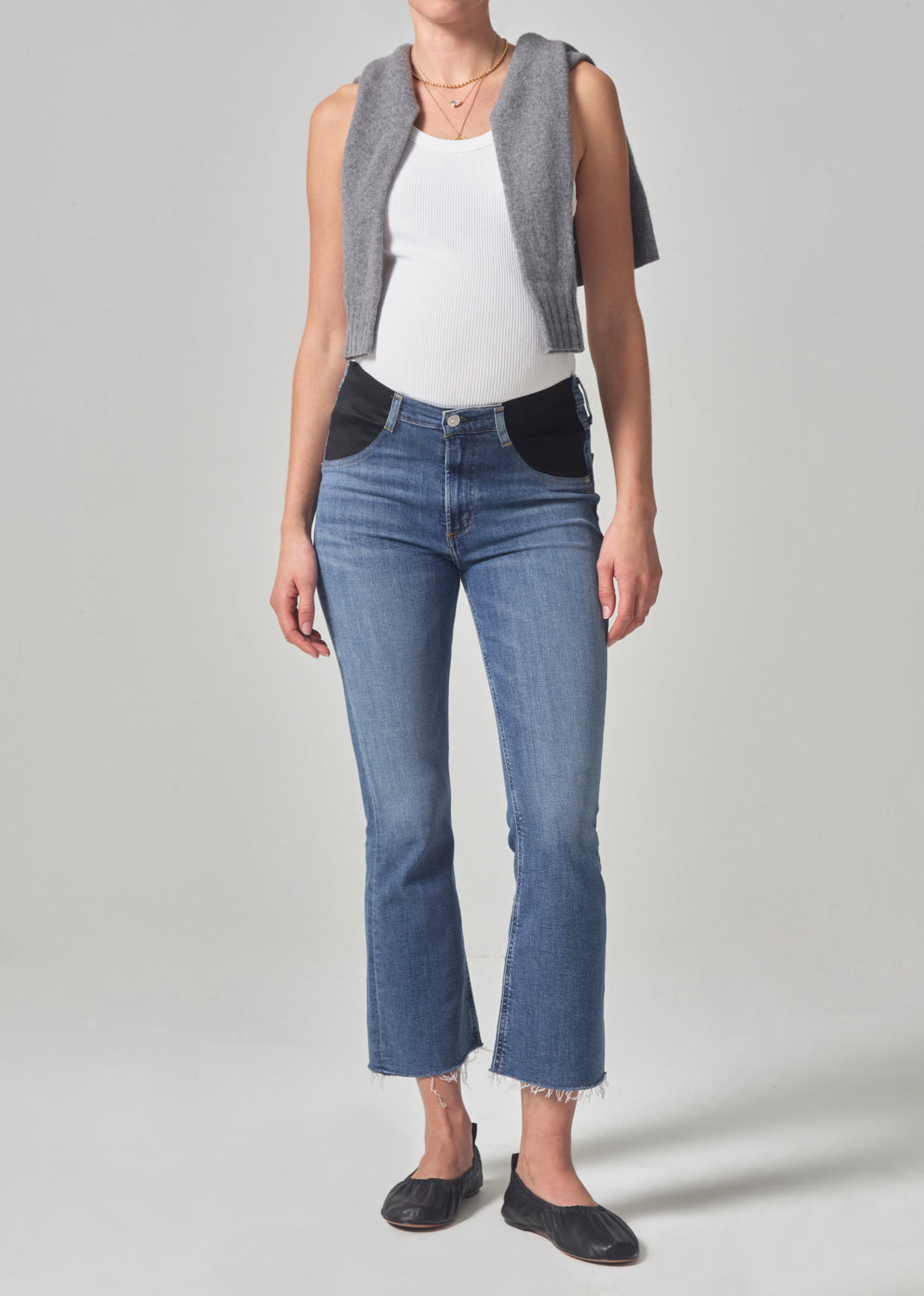 Maternity Isola Mid Rise Cropped Boot in Lawless